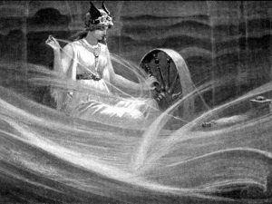 La déesse Frigg filant les nuages, John Charles Dollman (1909).